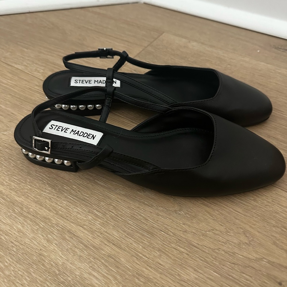 Steve Madden Black Flats with Silver Studs